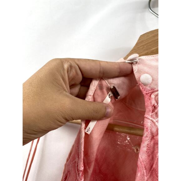 Free People  pink linen tie dye embroidered floral dress - Picture 3 of 4